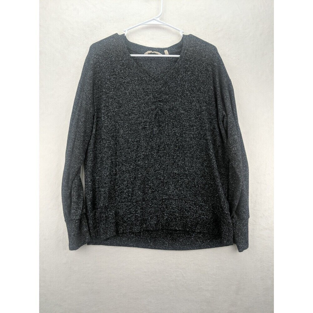 Soft Surroundings 3DV99 Marabella Lounge Sweater Charcoal V neck Sz PM